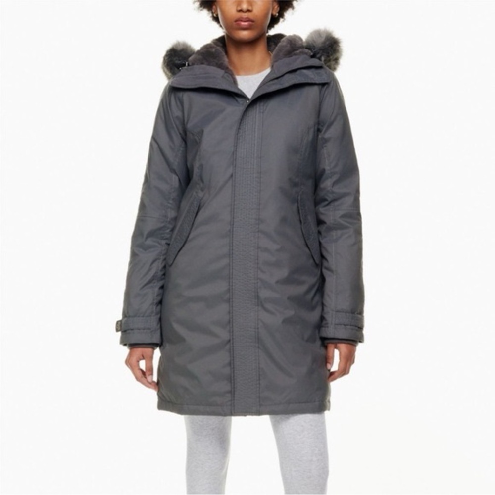Aritzia Gray Hooded Ski Jacket